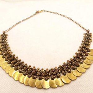 Tribal Vintage Golden Coins Choker Necklace, Vintage Coins Jewelry